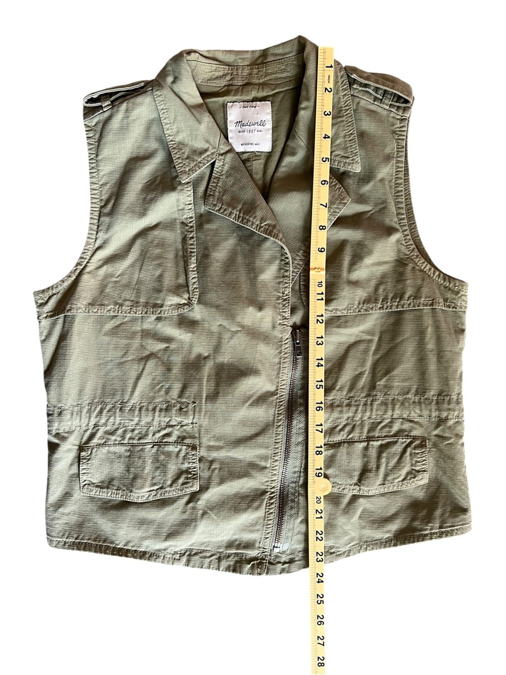 Madewell Olive Utility Vest Sleeveless Zip Front - Picture 6 of 9